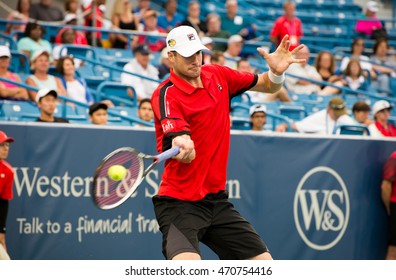 Mason, Ohio - August 16, 2016: John Isner In A Match At The Western And Southern Open In Mason, Ohio, On August 16, 2016. 