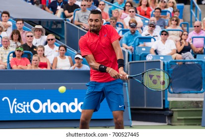 Mason, Ohio - August 20, 2017:  Nick Kyrgios In The Championship Match At The Western And Southern Open Tennis Tournament In Mason, Ohio, On August 20, 2017.