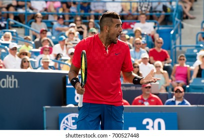 Mason, Ohio - August 20, 2017:  Nick Kyrgios In The Championship Match At The Western And Southern Open Tennis Tournament In Mason, Ohio, On August 20, 2017.