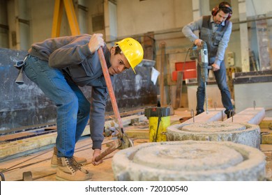 mason workers making cement