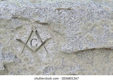 Masonic Symbol Carved Into Stone Surface