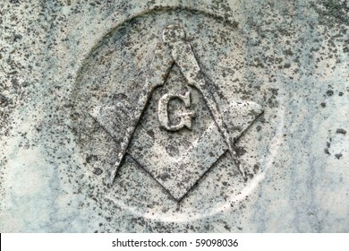 Masonic Symbol Detail On Nineteenth Century Gravestone