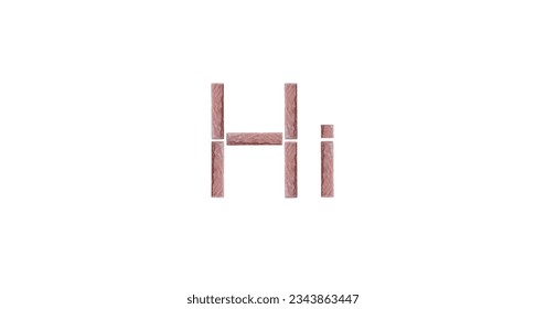 Masonry blocks forming the word Hi stand out against a white background, perfect for wrapping paper, textiles, wallpaper and more.