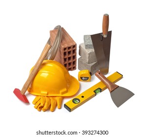 Masonry Tools On White Background