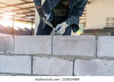 Masonry Worker Make Concrete Wall By Stock Photo 2158374889 | Shutterstock