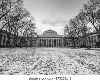 Massachusetts Institute Of Technology Dome In Winter Black & White