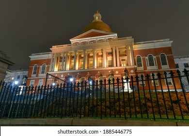 The Massachusetts State House Located In The Beacon Hill Neighborhood Of Boston.