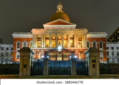 The Massachusetts State House Located In The Beacon Hill Neighborhood Of Boston.