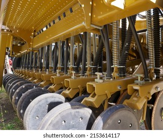 Massachusetts, United States -April 15, 2022: Closeup Of ESCH No Till Drill Machine For Farm Harrowing, Planting, And Seeding Lincoln