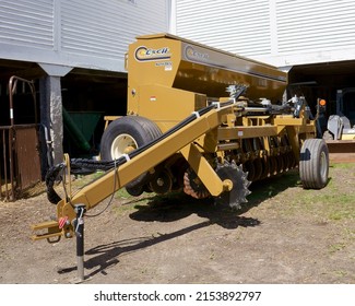 Massachusetts, United States -April 15, 2022: ESCH No Till Drill Machine For Farm Ploughing, Planting, And Seeding Lincoln