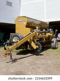 Massachusetts, United States -April 15, 2022: ESCH No Till Drill Machine For Farm Ploughing, Planting, And Seeding Lincoln