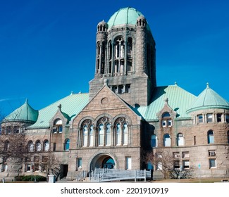 Massachusetts, United States-January 9, 2021: Historical Bristol County Superior Courthouse In Romanesque-style Taunton