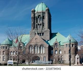 Massachusetts, United States-January 9, 2021: Ancient Bristol County Superior Courthouse Taunton 