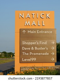 Massachusetts, United States-July 12, 2022: Directory Sign Of Stores In Natick Shopping Mall