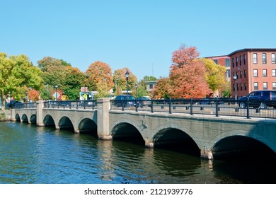 Massachusetts, United States-October  10, 2020: Moody Street Bridge In Waltham 