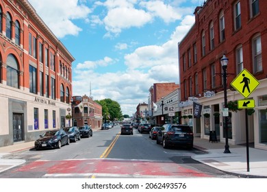 Massachusetts, United States-October 3, 2020: Scenic View Of Main Street Of Historical Hudson