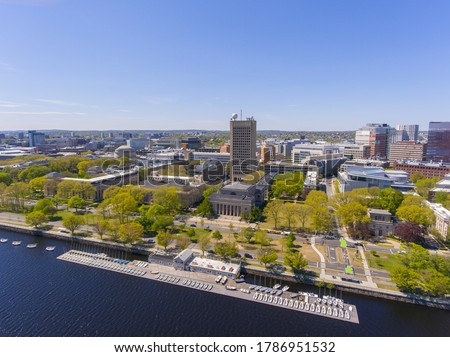 Massachussets Institute of Technology (MIT) Green Building and campus aerial view, Cambridge, Massachusetts MA, USA.