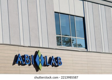 Massacusetts, United States-July 15, 2022: Sign Of Abi-Lab, Rental Laboratory Space For Start-up Biotech Company, Natick