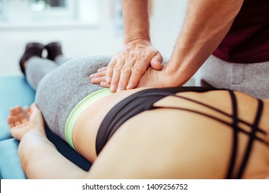 Massage for back. Close up of female back during a helpful massage