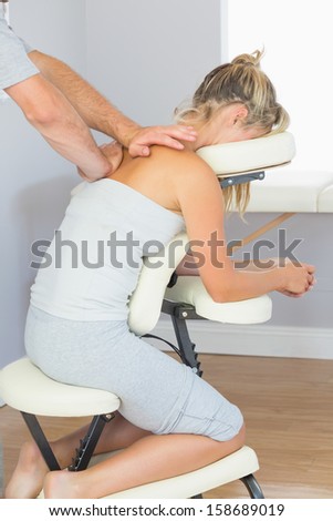 Similar – Image, Stock Photo Content female physiotherapist treating neck of patient