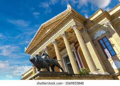 Massimo Theatre In Palermo, Italy In A Beautiful Summer Day