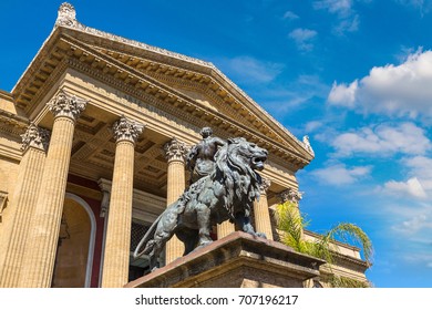 Massimo Theatre In Palermo, Italy In A Beautiful Summer Day