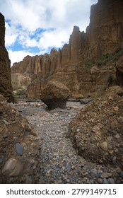 Massive boulder inside the rugged Palca Canyon, La Paz, Bolivia