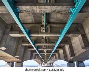 Massive bridge spanning a river