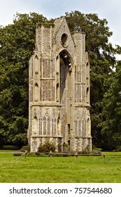 The massive East Window of the priory in Walsingham Abbey ruins, Norfolk, England