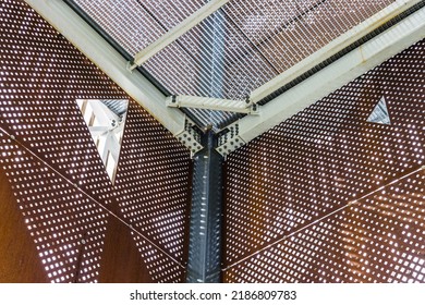 Massive industrial steel construction with rusty steel plates