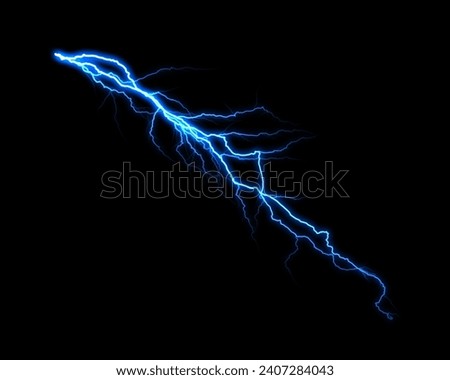 Massive lightning bolt with branches isolated on black background