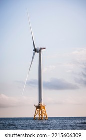 Massive Off Shore Wind Turbine Near Block Island, Rhode Island