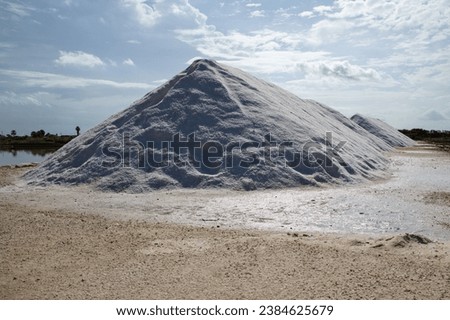 Massive pile of purified sea salt in Sicily.