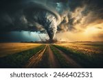A Massive Tornado Twisting Through a Rural Landscape