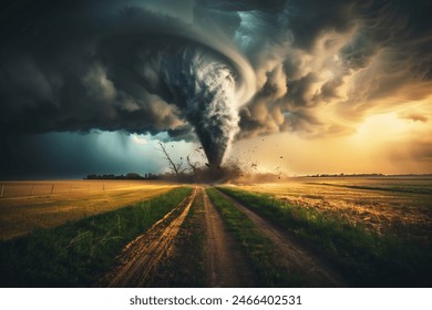 A Massive Tornado Twisting Through a Rural Landscape - Powered by Shutterstock