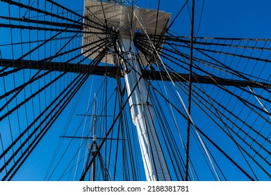 Mast and Rigging on The Historic USS Constitution Docked in Boston Harbor, Boston, Massachusetts, USA