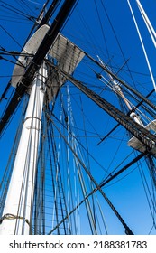Mast and Rigging on The Historic USS Constitution Docked in Boston Harbor, Boston, Massachusetts, USA