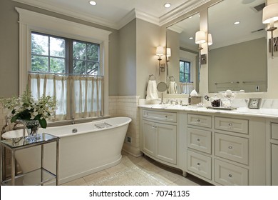 Master Bath In Luxury Home With Marble Counter