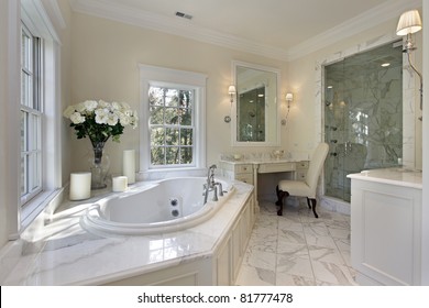 Master Bath In Luxury Home With Step Up Tub