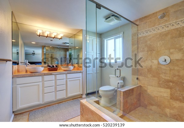 Master Bathroom Interior Walk Shower White Stock Photo Edit