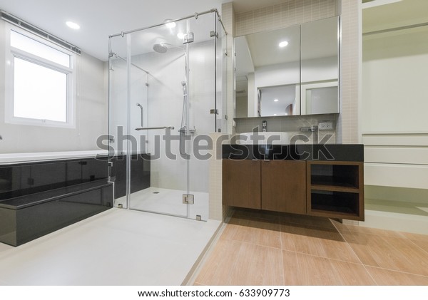 Master Bathroom Interior Walk Shower White Stock Photo Edit