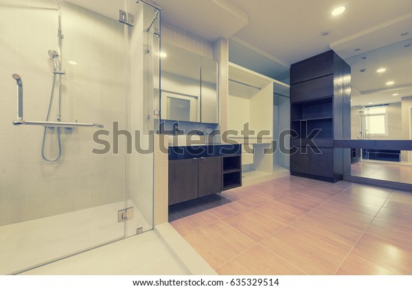 Master Bathroom Interior Walk Shower White Stock Photo Edit