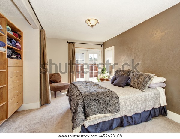 Master Bedroom Large Bed Brown Wall Stock Photo Edit Now