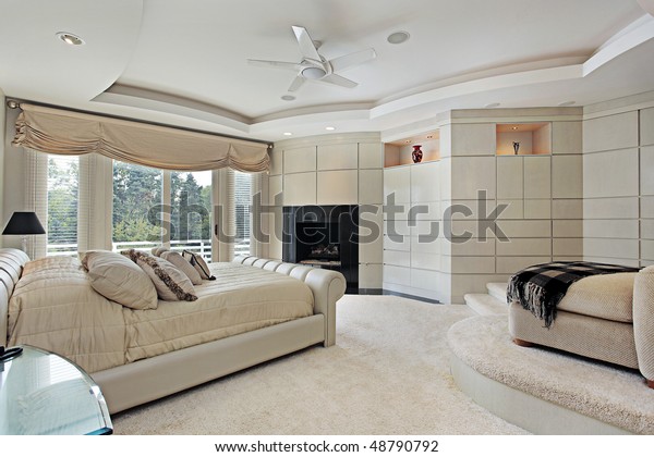 Master Bedroom Luxury Home Elevated Sitting Stock Photo