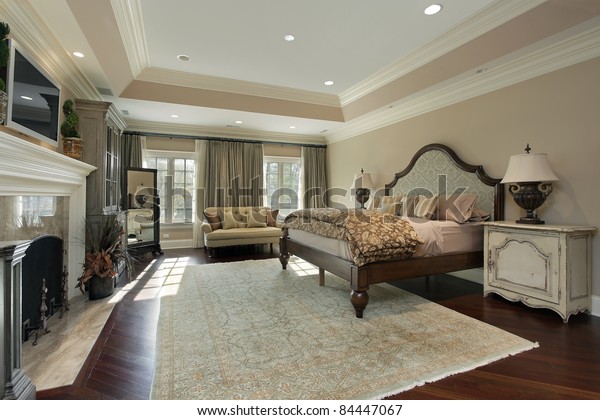 Master Bedroom Luxury Home Marble Fireplace Stock Photo Edit Now