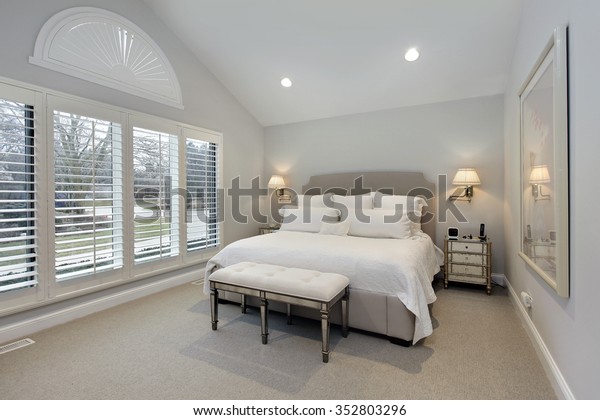 Master Bedroom Suburban Home Wall Windows Stock Photo Edit