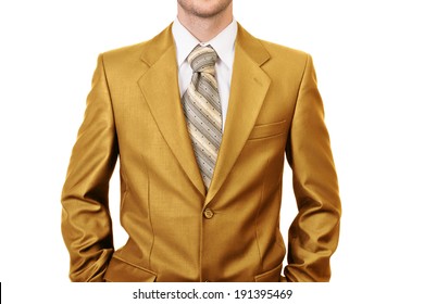 Master Of Business Dressed In Gold Suit - Concept Of Big Boss