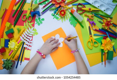 Master class to create a flower from paper.Children's creativity.Favorite hobby for children.Materials and tools.
