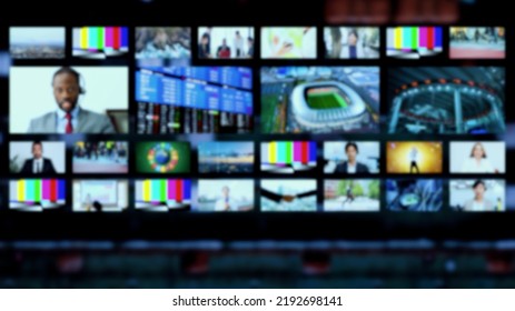 Master control room of TV station concept. Blurred image for background. - Shutterstock ID 2192698141