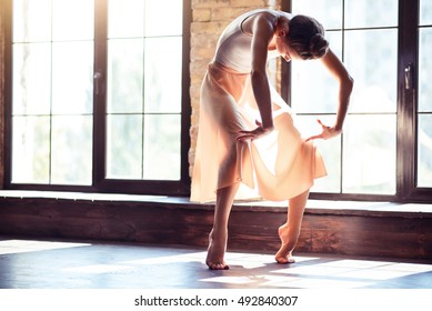 Masterful Female Dancer Practicing Choreography.